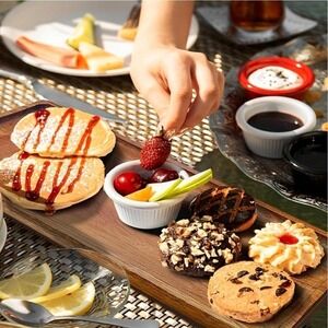 3 Small Wooden Serving Platters 11.2x4 Inch Natural Acacia Wood Tray Dessert